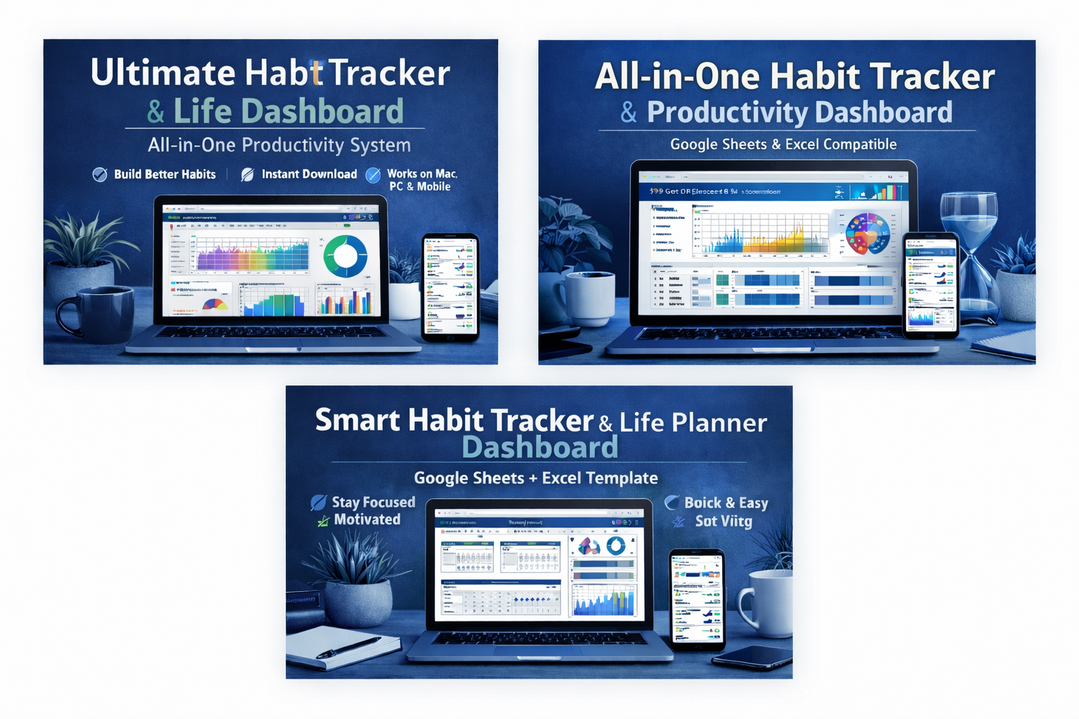 Smart Habit Tracker & Life Planner Dashboard (Google Sheets + Excel Template) - Image 4