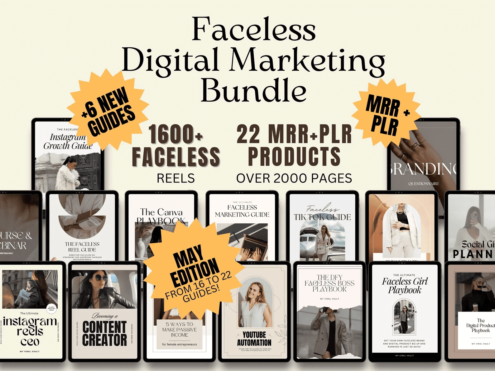 22 Faceless Digital Marketing MRR Products Bundle