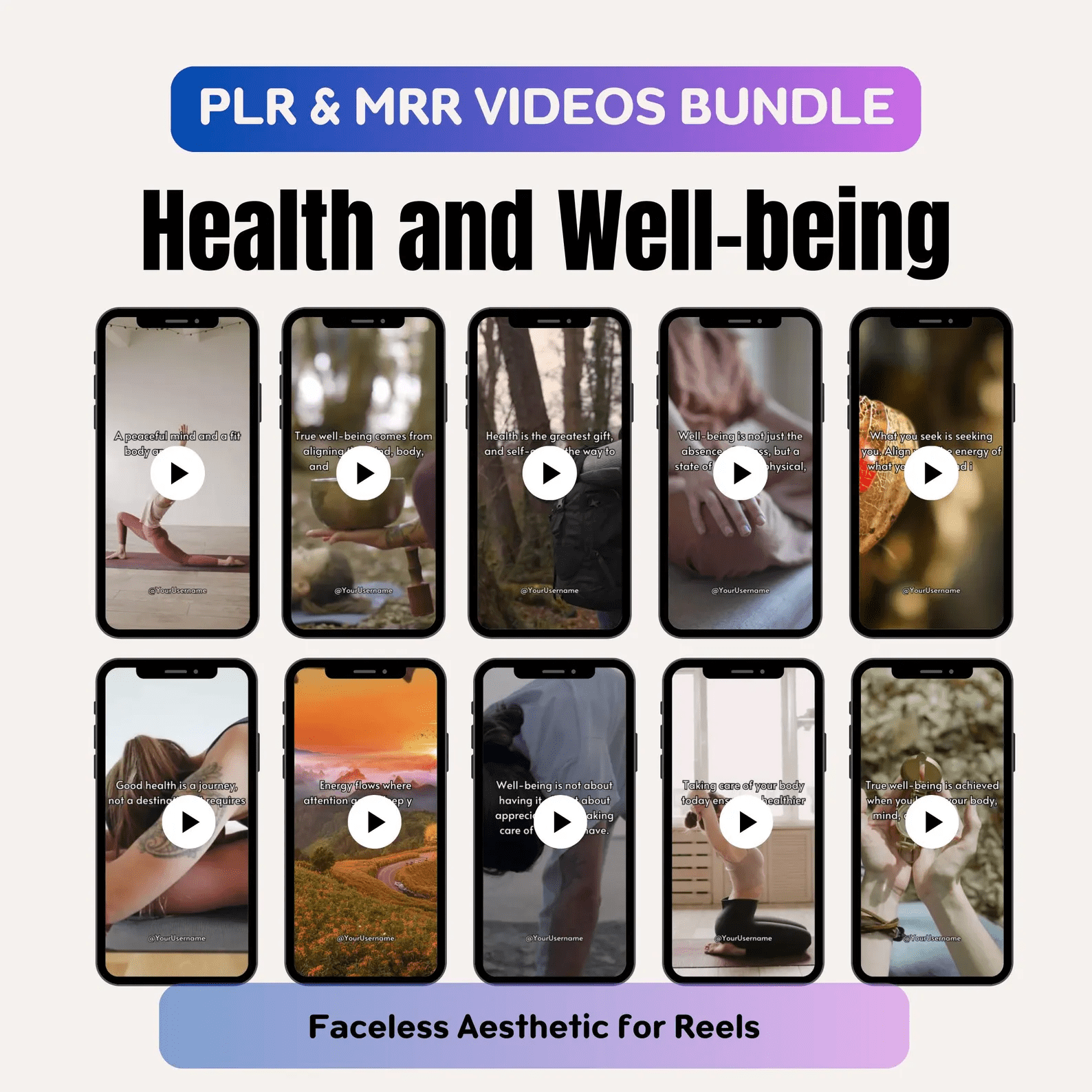 MRR Health and Wellness Faceless Reels PLR Video Bundle